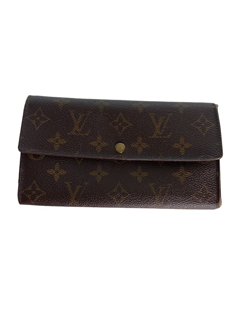 【中古】LOUIS VUITTON◆1)ポシェット・ポルト・モネ・クレディ_モノグラム・キャンバス/レザー/BRW/総柄/レディース【服飾雑貨他】