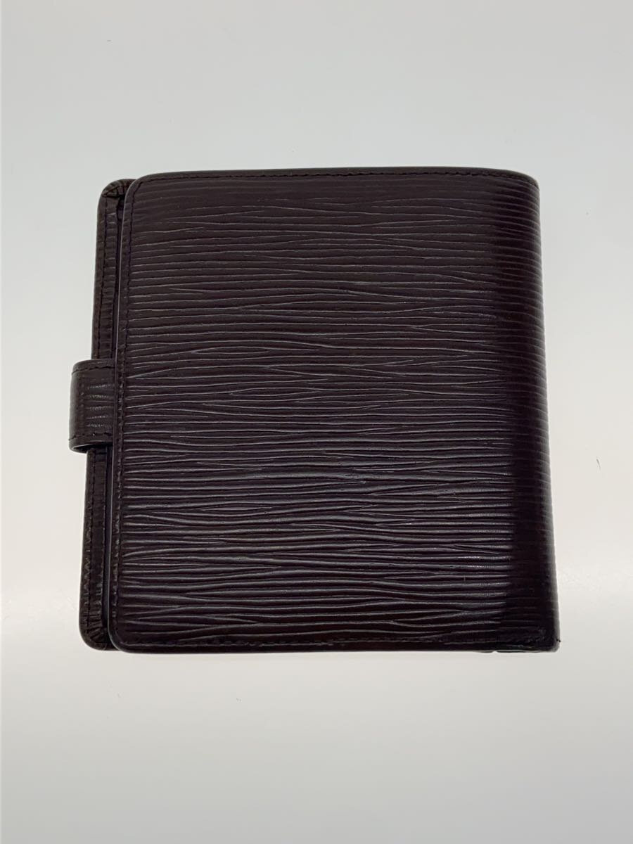 【中古】LOUIS VUITTON◆ポルト・ビエ・コンパクト_エピ_BRW/レザー/BRW/レディース【服飾雑貨他】