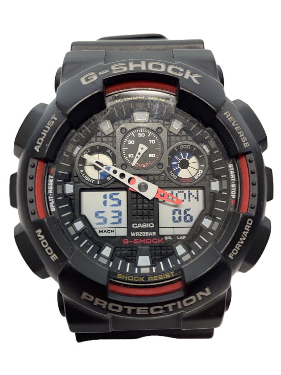【中古】CASIO◆G-SHOCK/クオーツ腕時計/デジアナ/ラバー/BLK/BLK/ga-100//【服飾雑貨他】