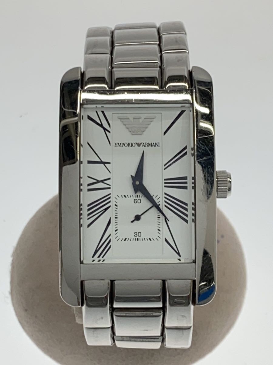 【中古】EMPORIO ARMANI◆クォーツ腕時計/アナログ/ステンレス/WHT/SLV/SS/ar0145【服飾雑貨他】