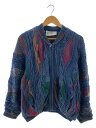 【中古】COOGI◆カーディガン(厚手)/S/--/BLU/総柄【メンズウェア】