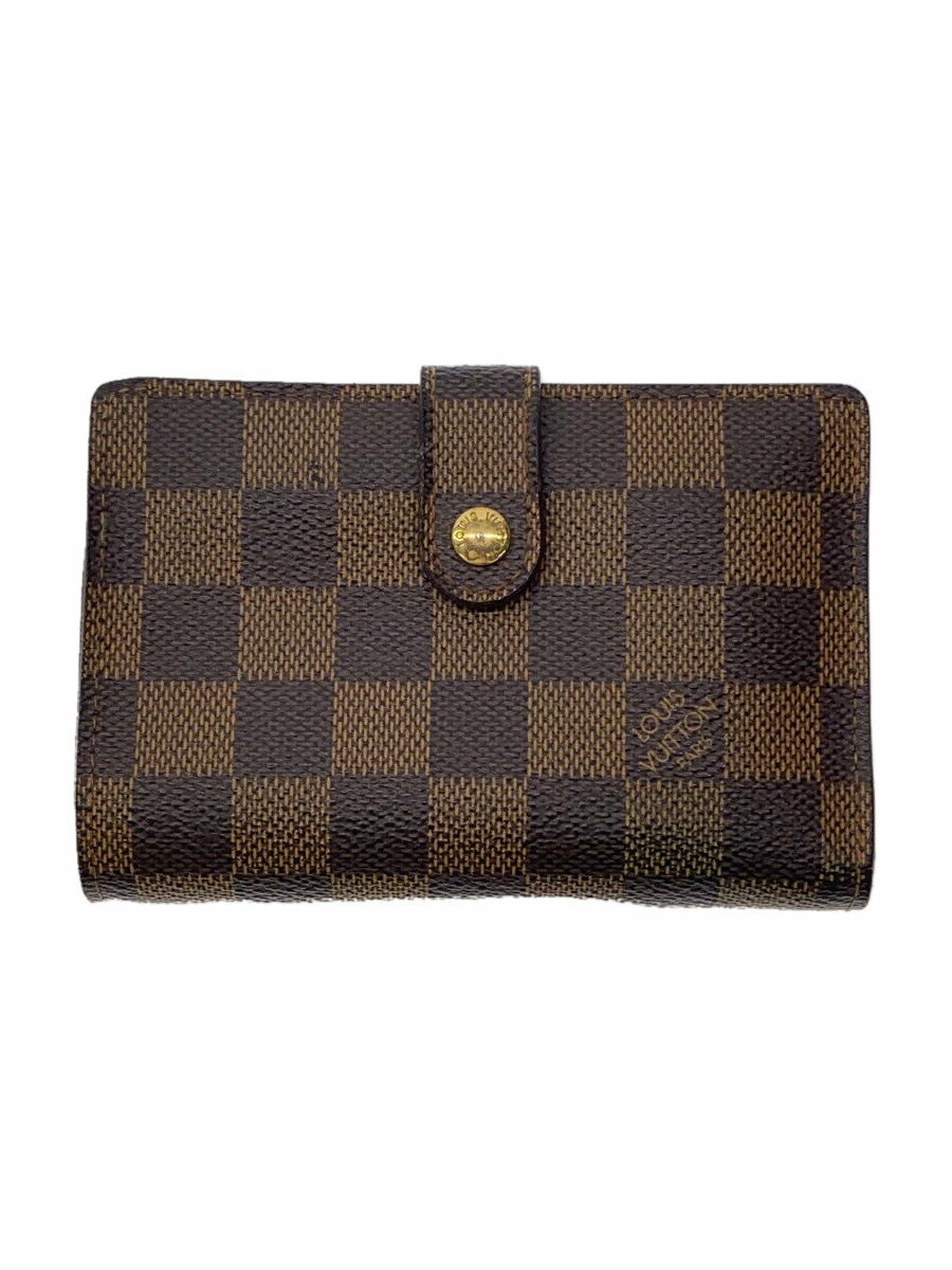 【中古】LOUIS VUITTON◆ポルト・モネ・ビエ・ヴィエノワ_ダミエ・エベヌ_BRW/PVC/BRW/総柄/レディース【服飾雑貨他】