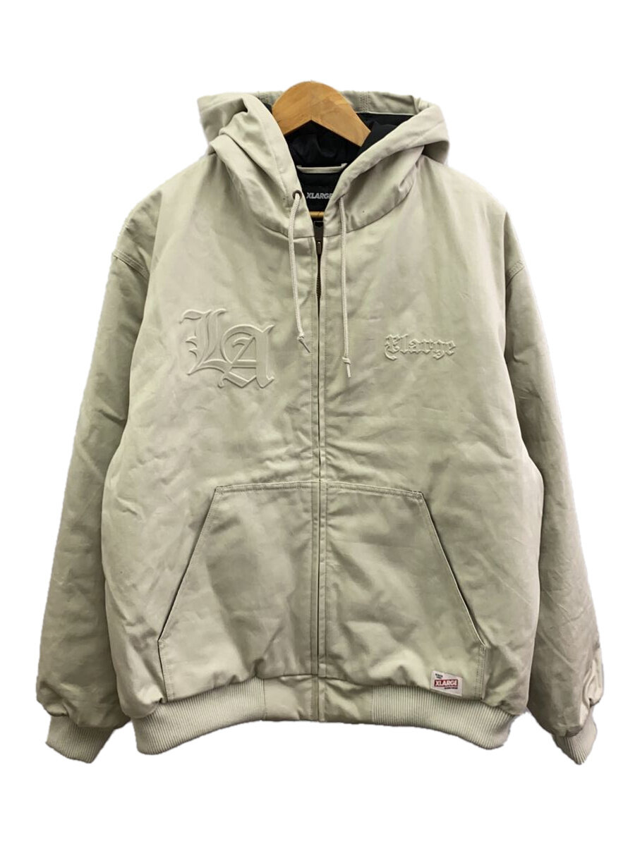 【中古】X-LARGE◆EMBOSSED OLD ENGLISH HOODED WORK JACKET/ジャケット/XL/コットン/GRY【メンズウェア】