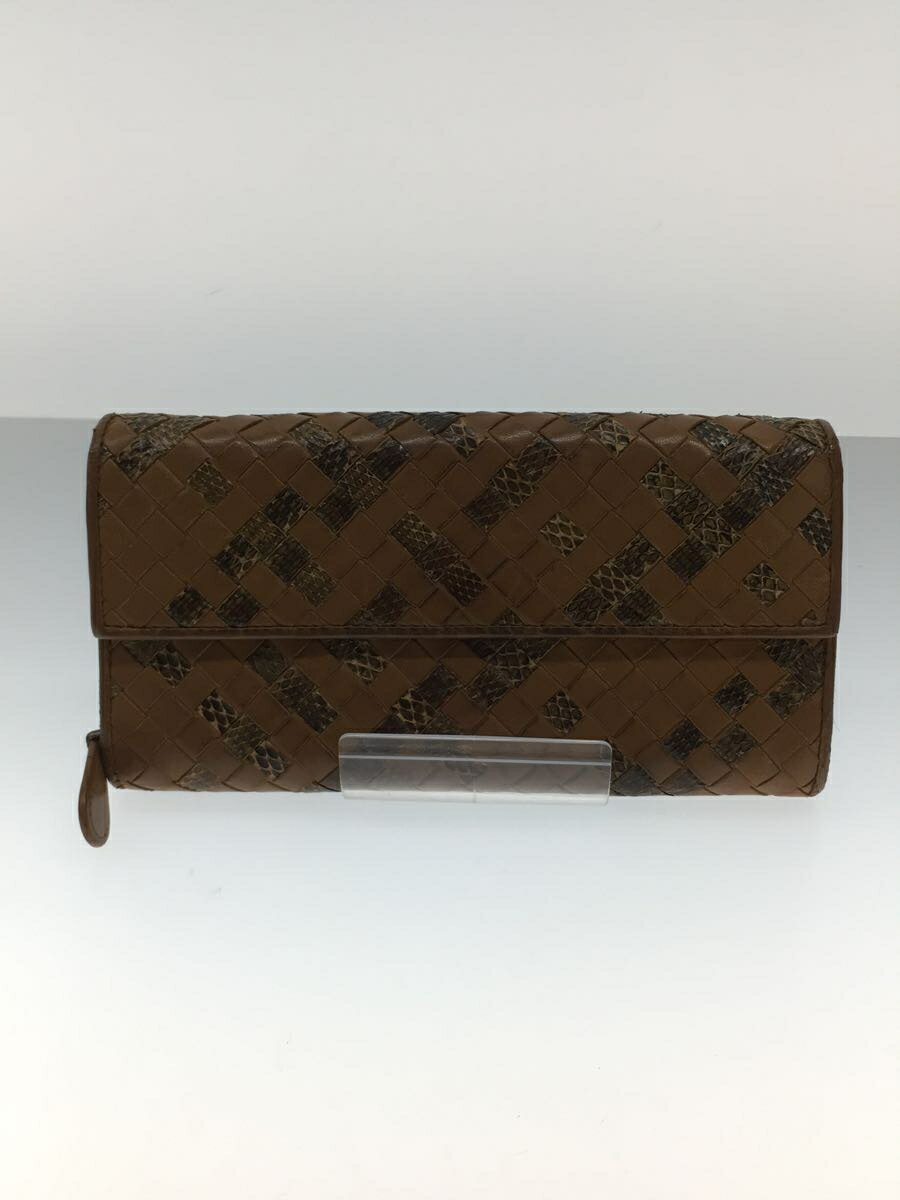 【中古】BOTTEGA VENETA◆長財布/レザー/BRW/メンズ/B01762689Q【服飾雑貨他】