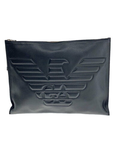 【中古】EMPORIO ARMANI◆セカンドバッグ/レザー/BLK/無地【バッグ】 【中古】EMPORIO ARMANI◆セカンドバッグ/レザー/BLK/無地【バッグ】