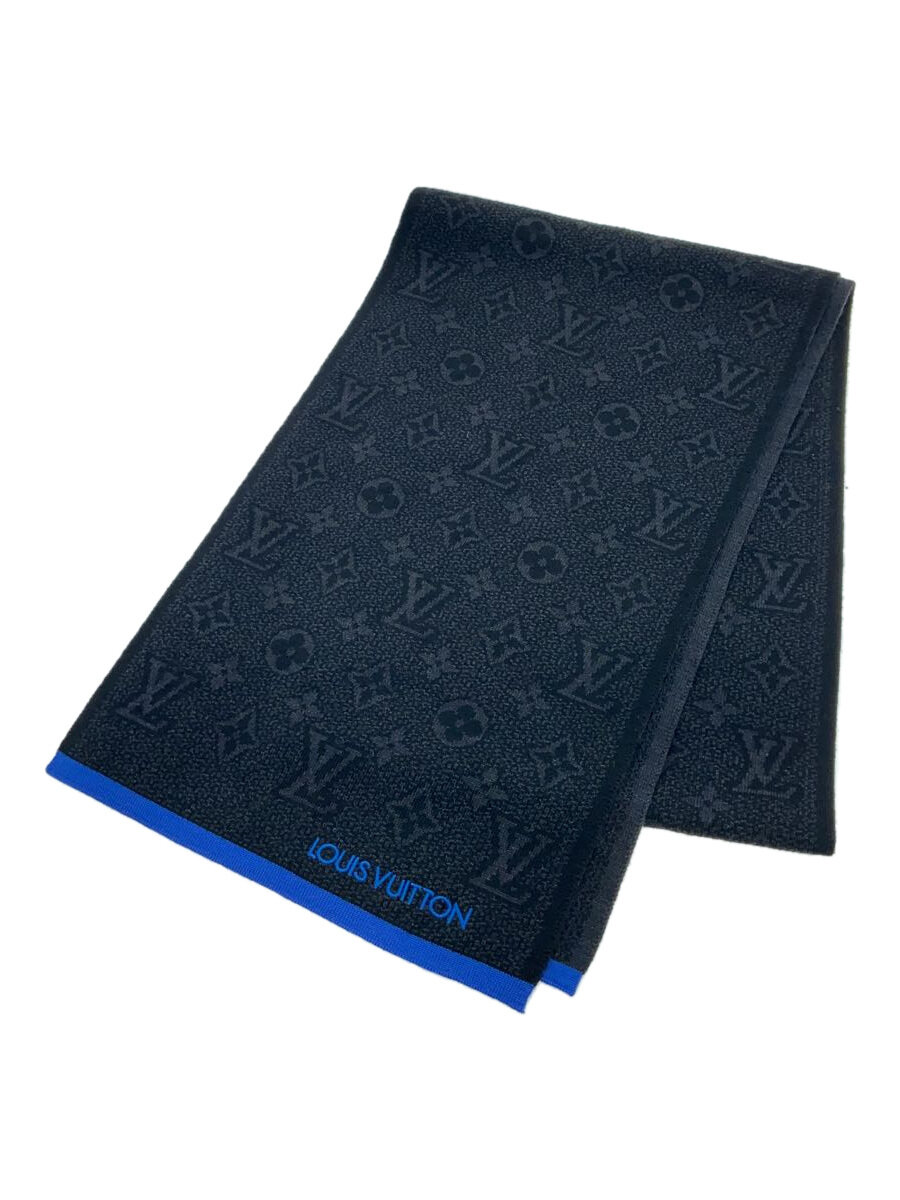 【中古】LOUIS VUITTON◆マフラー/ウール/BLK/総柄/メンズ/m76240【服飾雑貨他】