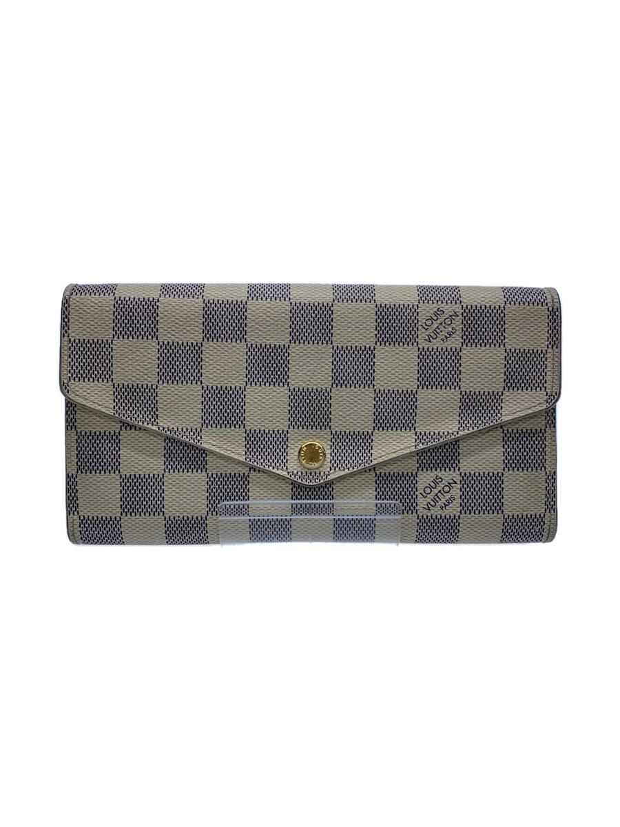 【中古】LOUIS VUITTON◆2)ポルト・フォイユ・サラ_ダミエ・アズール_WHT/PVC/WHT/レディース【服飾雑貨他】