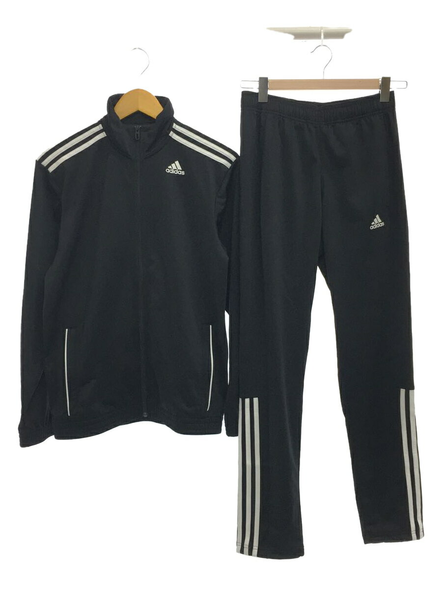 【中古】adidas◆セットアップ/M/ポリエステル/BLK/無地【メンズウェア】