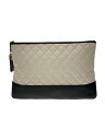 【中古】CHANEL◆ガブリエル ドゥ/マトラッセ/バイカラー/クラッチバッグ/レザー/WHT【バッグ】