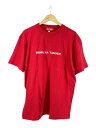 【中古】BOKU HA TANOSII◆Tシャツ/4/コットン/RED/フロントデザイン/刺繍/ワンポイント/ブランドロゴ/ボックスシルエット【メンズウェア】