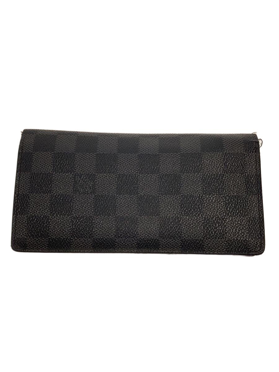【中古】LOUIS VUITTON◆ポルト・フォイユ・ブラザ_ダミエ・グラフィット/PVC/BLK/メンズ【服飾雑貨他】(4.0)