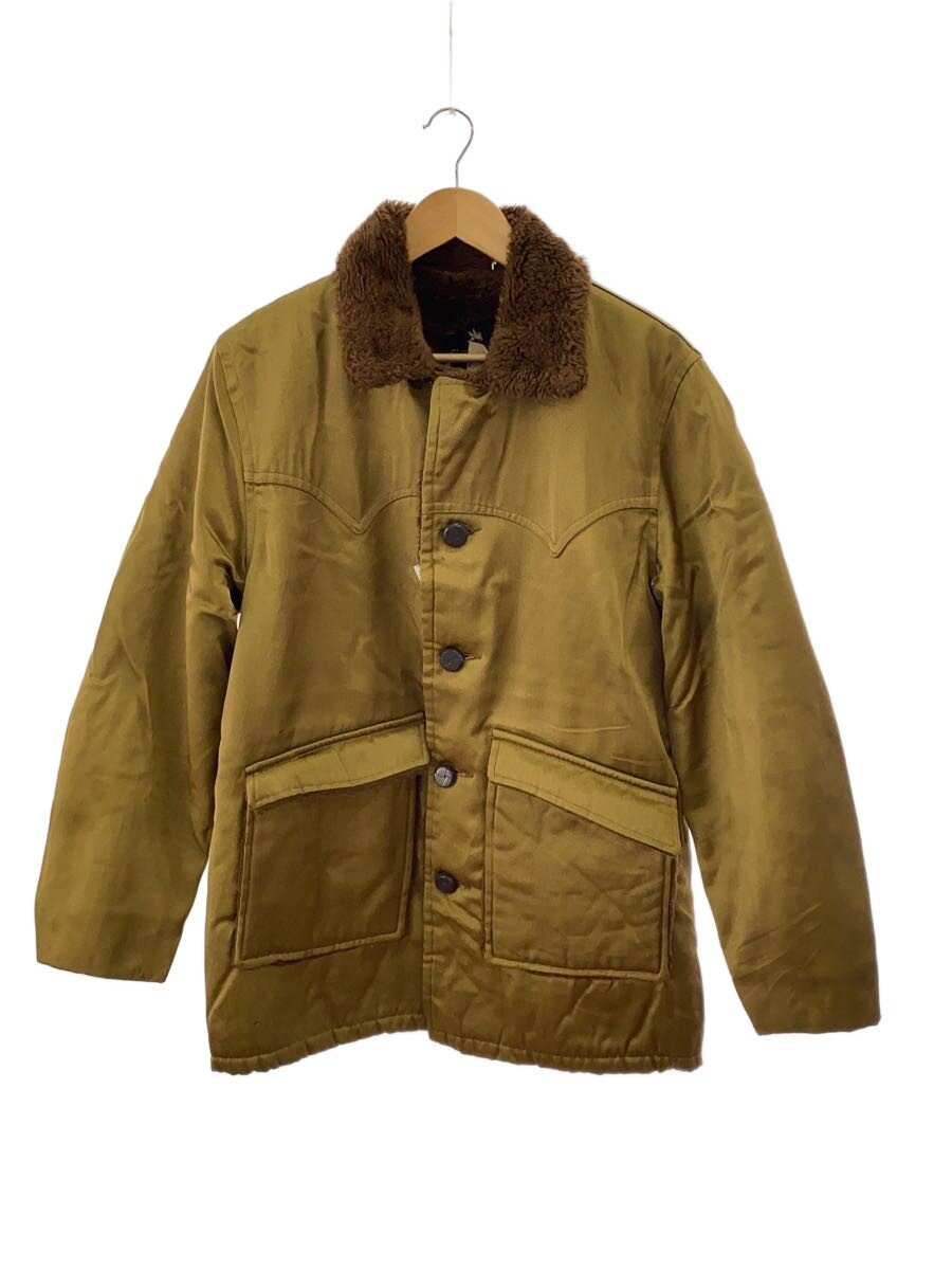 GOLDEN FLEECE SPIEWAK◆Vintage/70s～/ボアランチコート/SIZE:40/ポリエステル/ゴールドカーキ