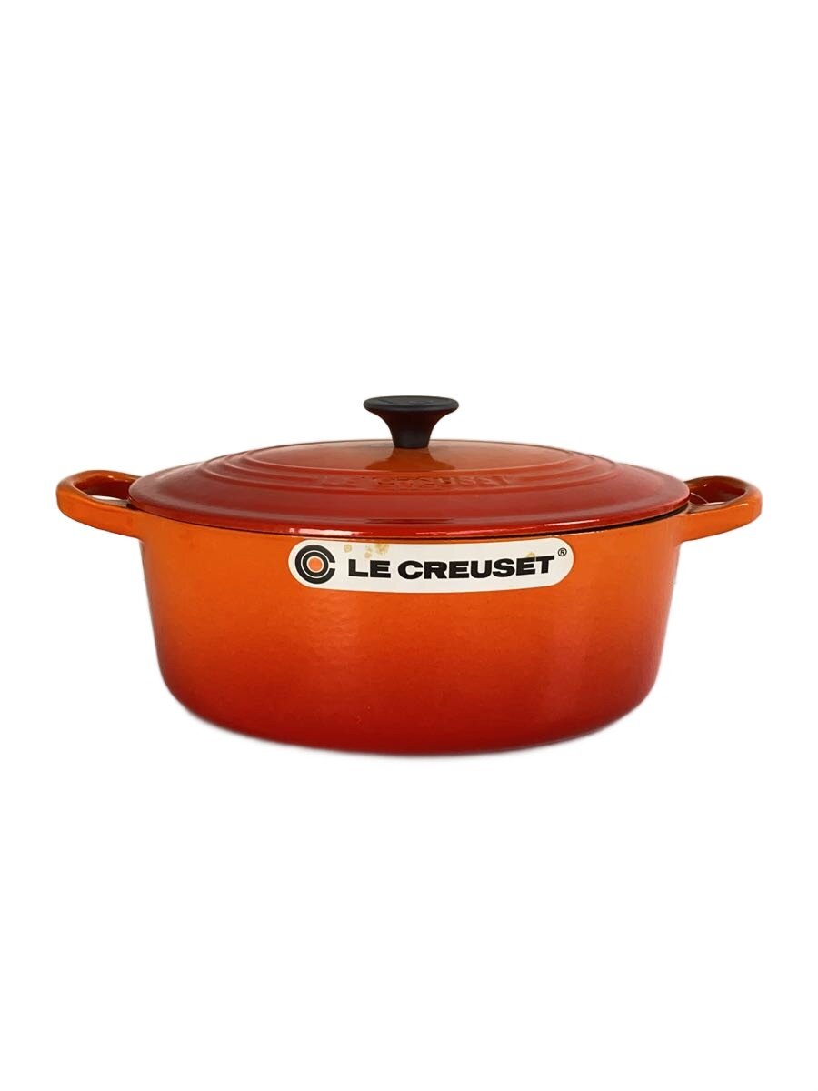 【中古】LE CREUSET◆ココット オーバル/鍋/25cm/3.3L/楕円形/オレンジ/2502 ...
