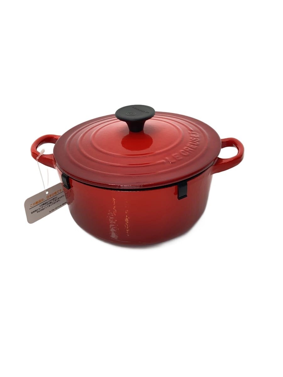 【中古】LE CREUSET◆ココット/ロンド/鍋/サイズ:18cm/RED【キッチン用品】