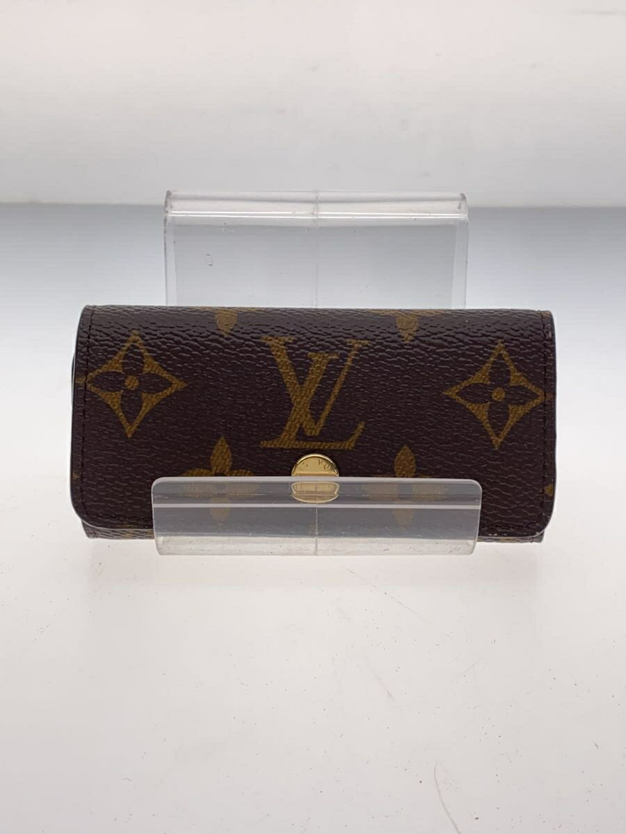 【中古】LOUIS VUITTON◆ミュルティクレ4_モノグラム・キャンバス/4連/レザー/ブラウン/モノグラム【服飾雑貨他】