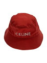 【中古】CELINE◆バケットハット/S/コットン/RED/無地/レディース【服飾雑貨他】