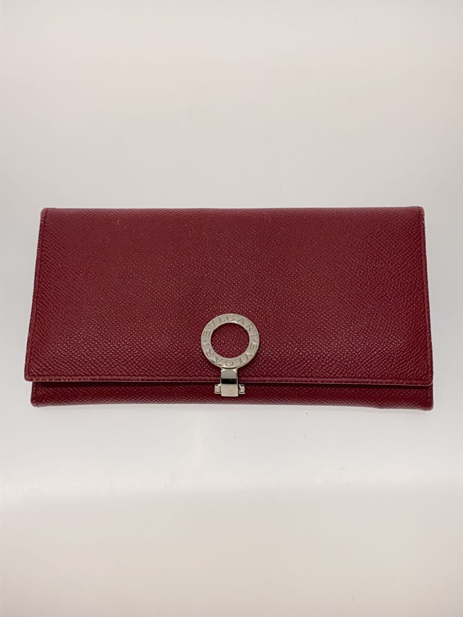 【中古】BVLGARI◆長財布/レザー/RED/無地/レディース/33888/状態考慮【服飾雑貨他】