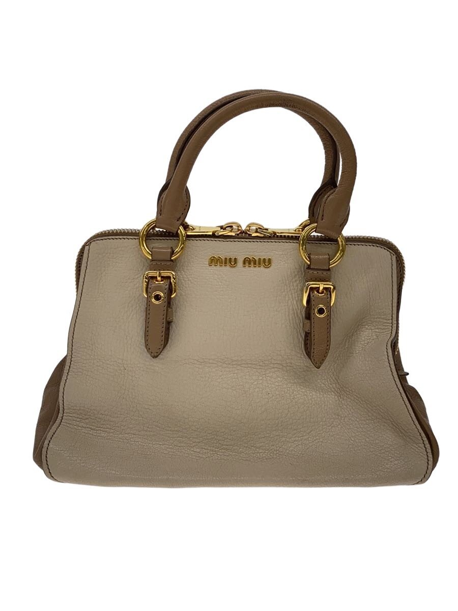 【中古】MIU MIU◆バッグ/レザー/BEG/rl
