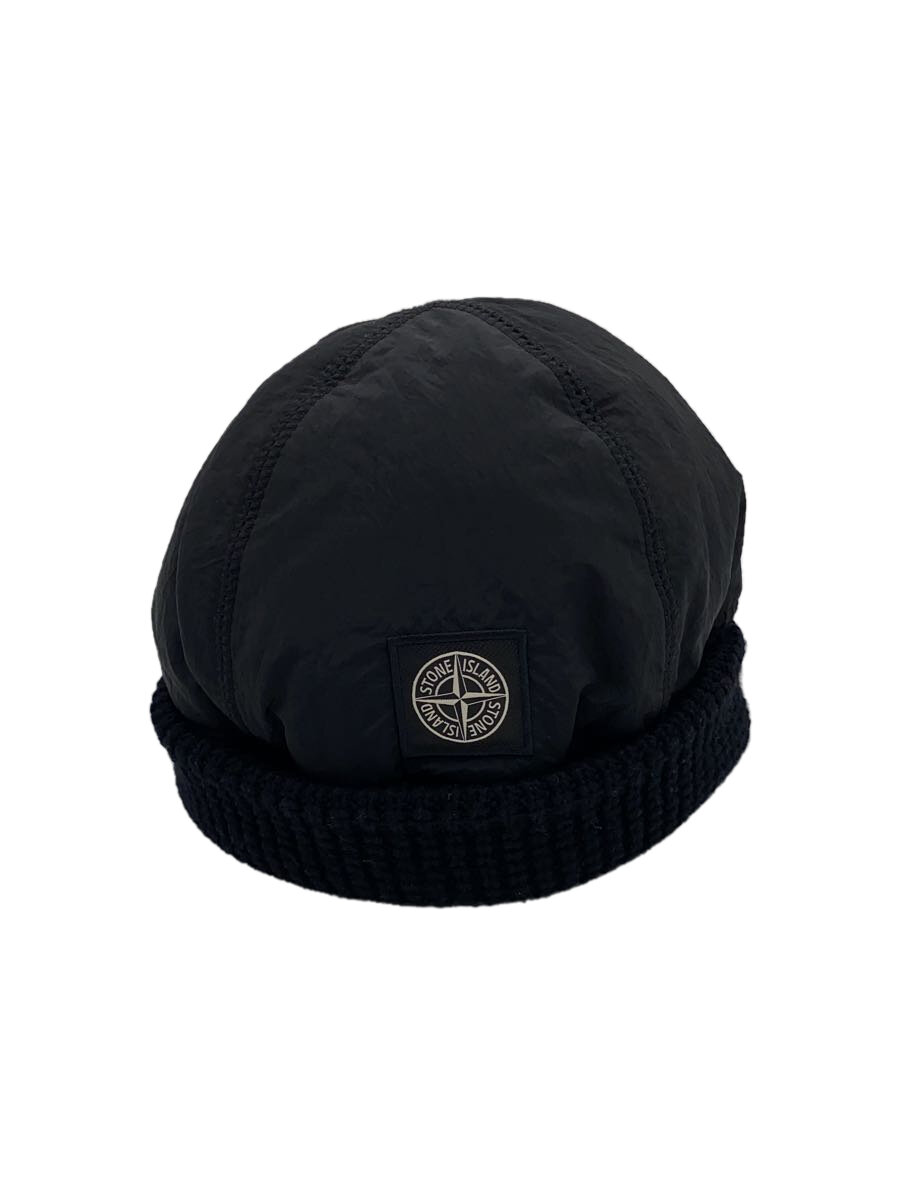 【中古】STONE ISLAND◆ニットキャップ/--/ウール/BLK/メンズ【服飾雑貨他】