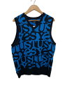 【中古】STUSSY◆ニットベスト(薄手)/M/コットン/BLU【メンズウェア】