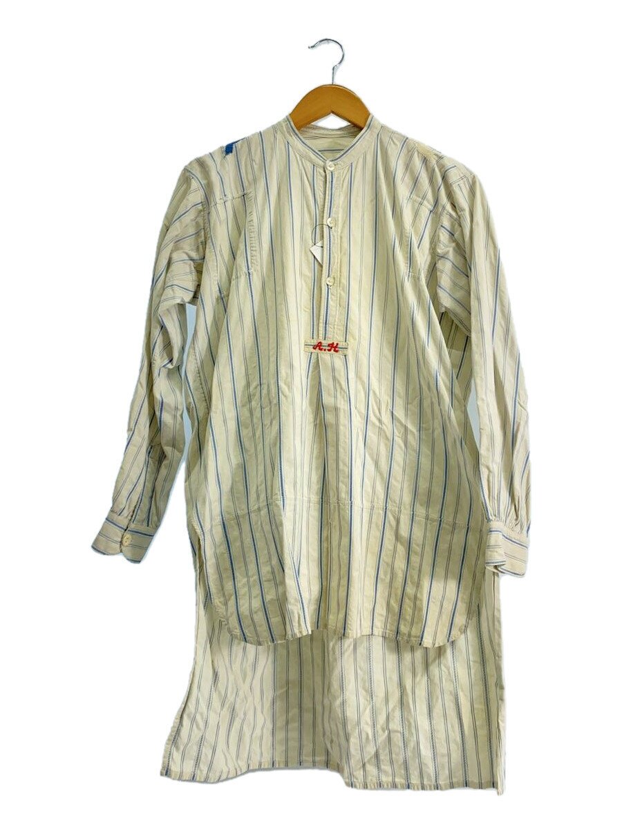 Rakuten - 【中古】EURO VINTAGE◆30s-40s/グランパシャツ/リネン/WHT/ストライプ【メンズウェア】