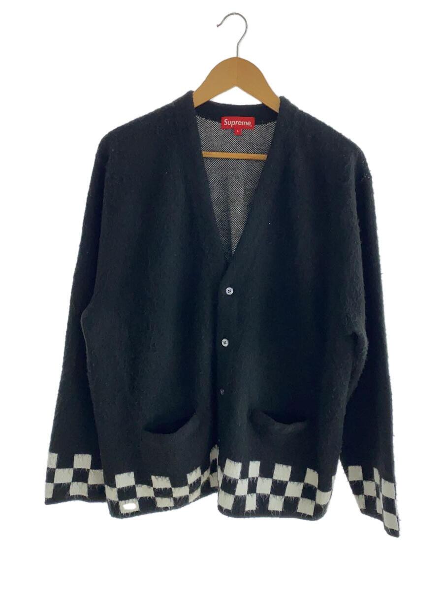 【中古】Supreme◆21SS/Brushed checkerboard cardigan/カーディガン(厚手)/L/アクリル/BLK//【メンズウェア】