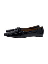 【中古】PIPPICHIC◆スクエアトゥ フラットシューズ/フラットパンプス/37/BLK/エナメル【シューズ】