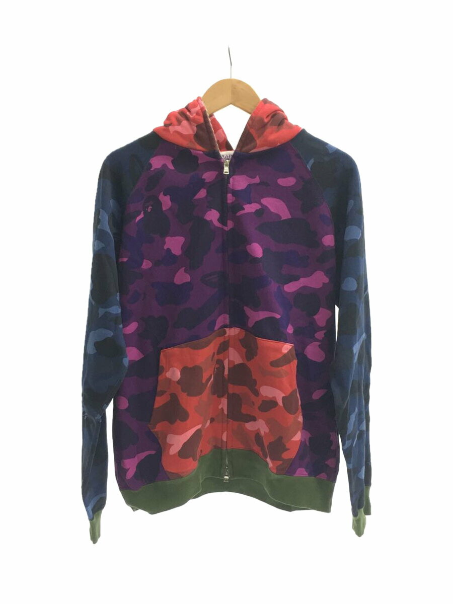 【中古】A BATHING APE◆ジップパーカー/M/コットン/総柄/クレイジーカラー//【メンズウェア】