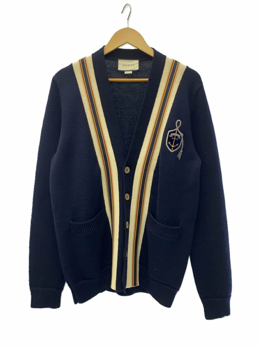 【中古】GUCCI◆カーディガン(厚手)/S/コットン/NVY/545764/アンカークレスト【メンズウェア】