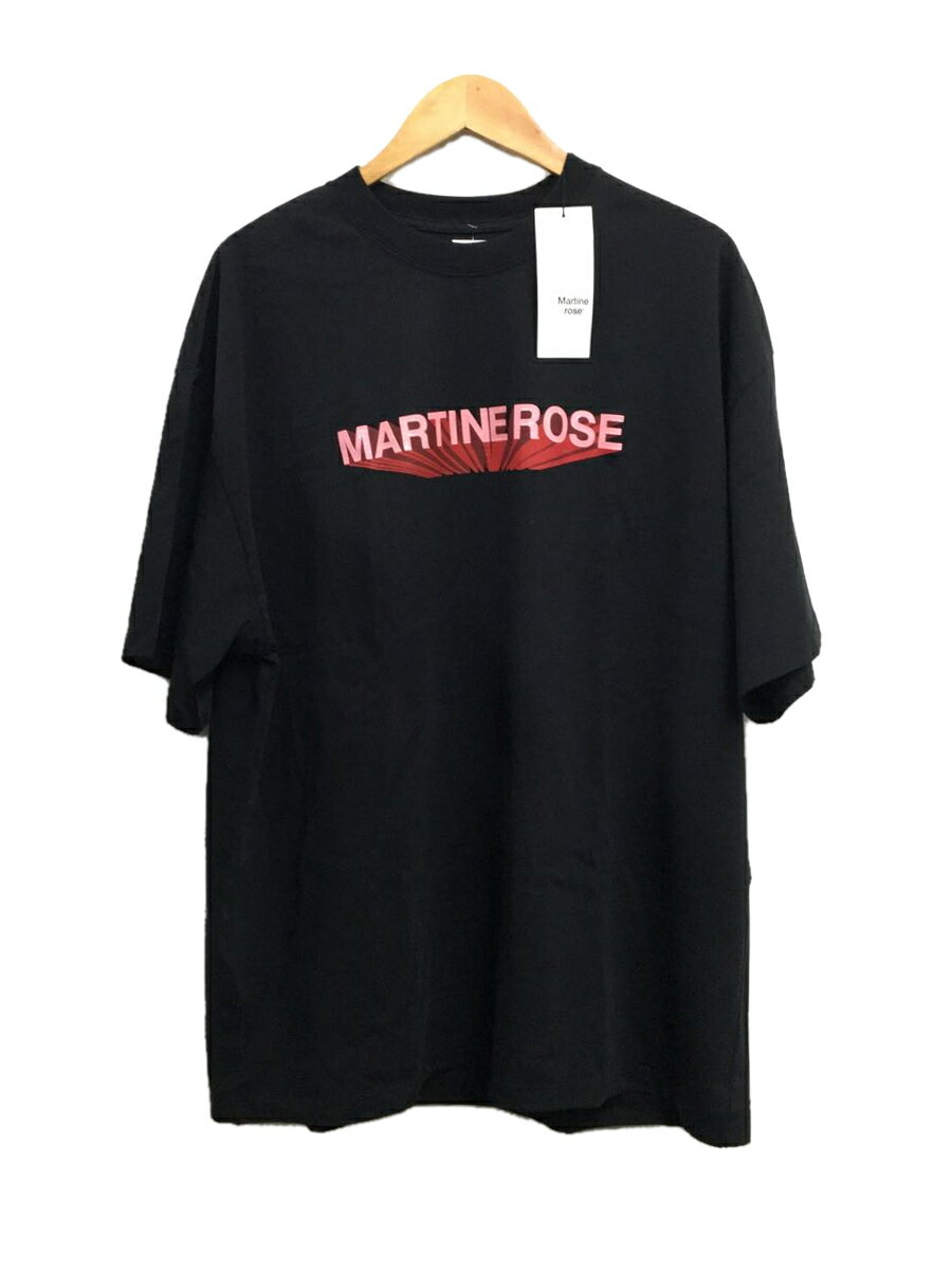 【中古】MARTINE ROSE◆LOGO OVERSIZED T-SHIRT/Tシャツ/S/コットン/BLK/MRSS22-621HM【メンズウェア】