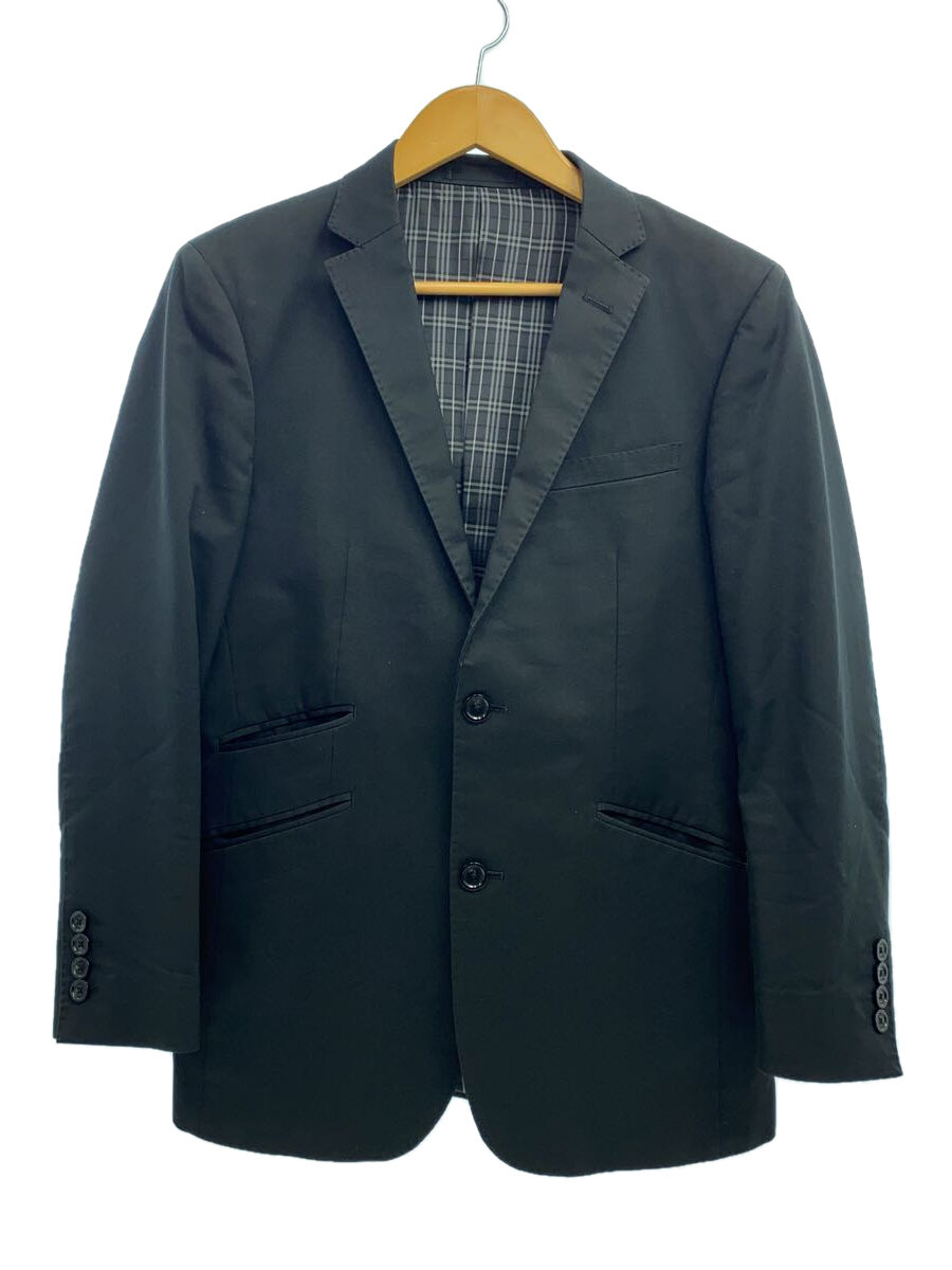 【中古】BURBERRY BLACK LABEL◆テーラードジャケット/S/コットン/BLK/無地/BME01-300-09/ノバチェック【メンズウェア】