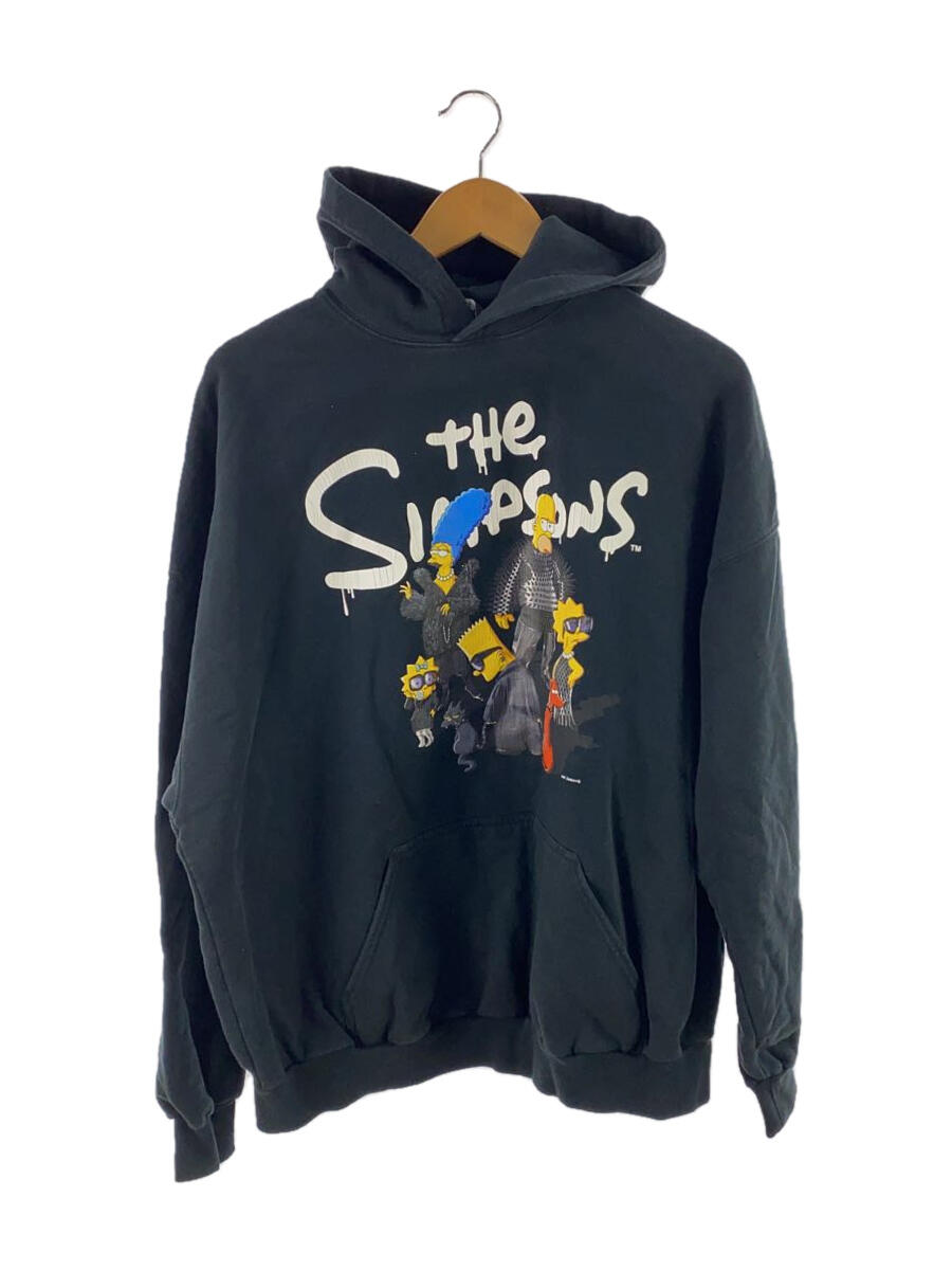 【中古】BALENCIAGA◆22SS/×The Simpsons/パーカー/L/コットン/BLK/647986/着用感有り【メンズウェア】