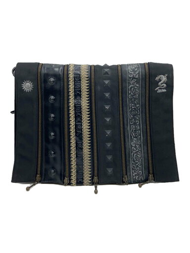 【中古】Jean Paul Gaultier◆ショルダーバッグ/マルチジップ/リュバンジップ/龍と太陽/BLK【バッグ】 【中古】Jean Paul Gaultier◆ショルダーバッグ/マルチジップ/リュバンジップ/龍と太陽/BLK【バッグ】