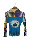 【中古】PLEATS PLEASE ISSEY MIYAKE◆カットワークプリーツカットソー/長袖カットソー/3/ポリエステル/BLU/PP71-JK573//...
