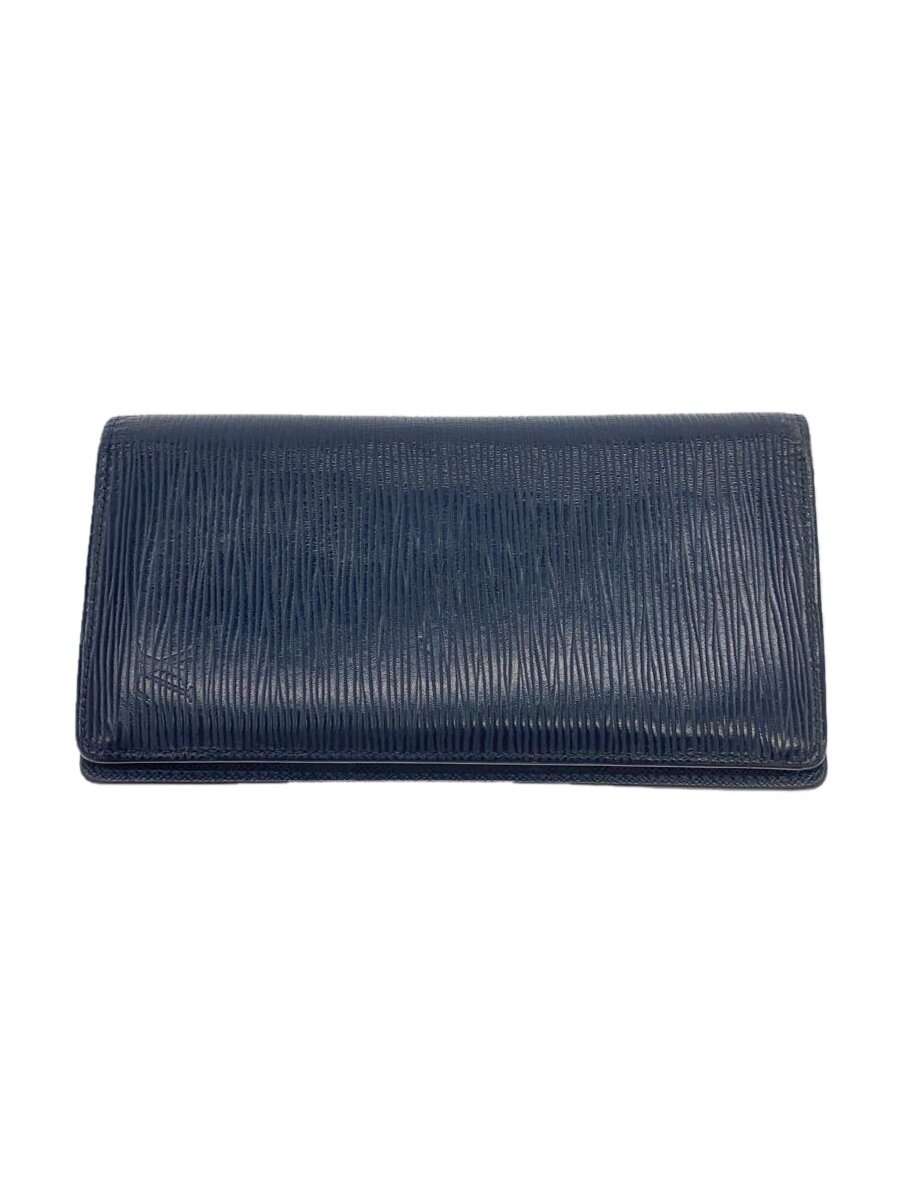 【中古】LOUIS VUITTON◆ポルト・フォイユ・ブラザ_エピ/レザー/NVY/角スレ有/汚れ有//【服飾雑貨他】