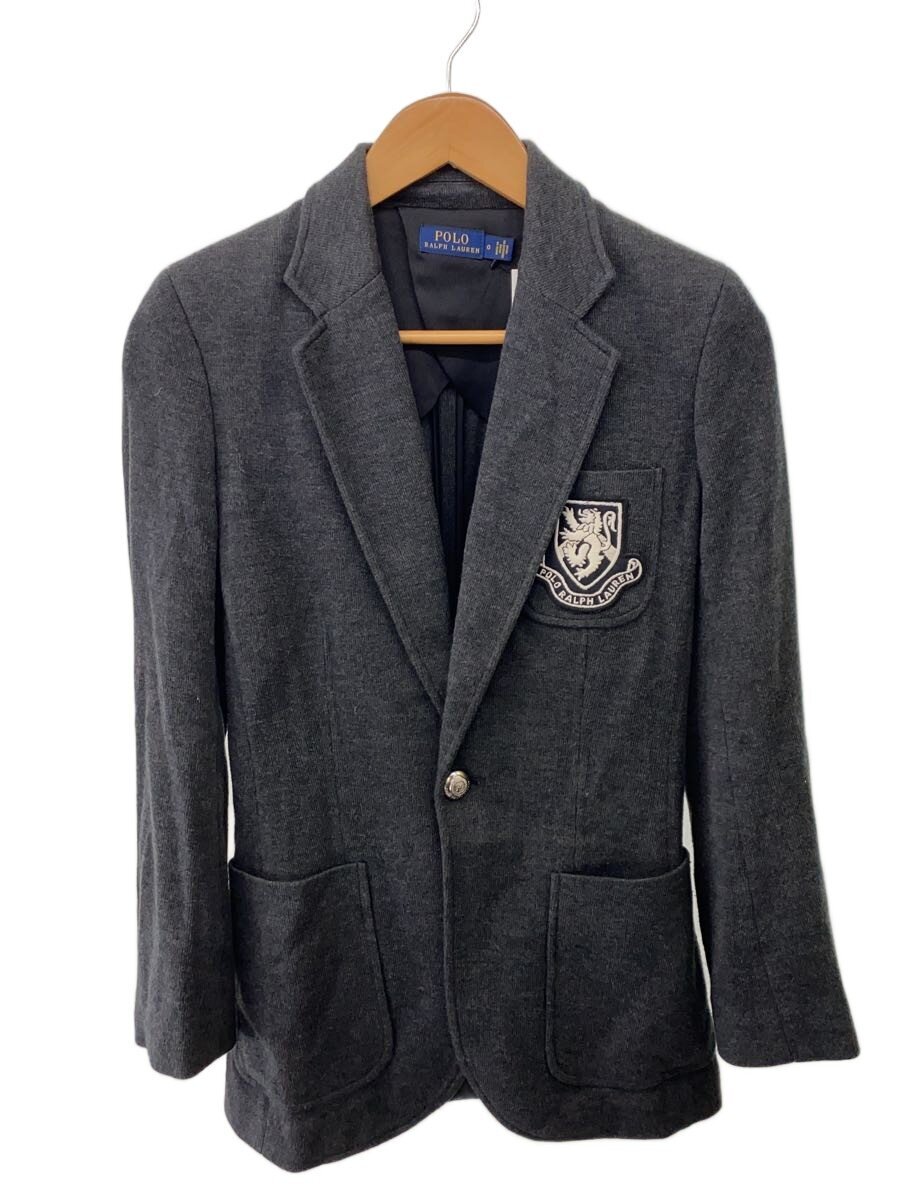 【中古】POLO RALPH LAUREN◆エンブレムブレザージャケット/0/コットン/GRY/211814497001【メンズウェア】