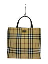 【中古】BURBERRY LONDON◆ハンドバッグ/ナイロン/BEG/ノバチェック【バッグ】