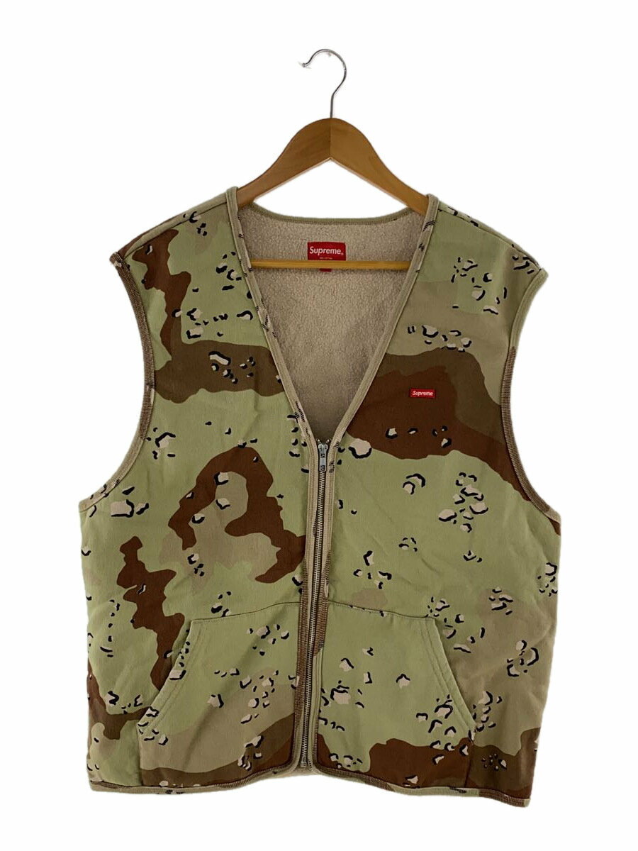 【中古】Supreme◆ベスト/M/コットン/KHK/カモフラ/Zip Up Sweat Vest【メンズウェア】
