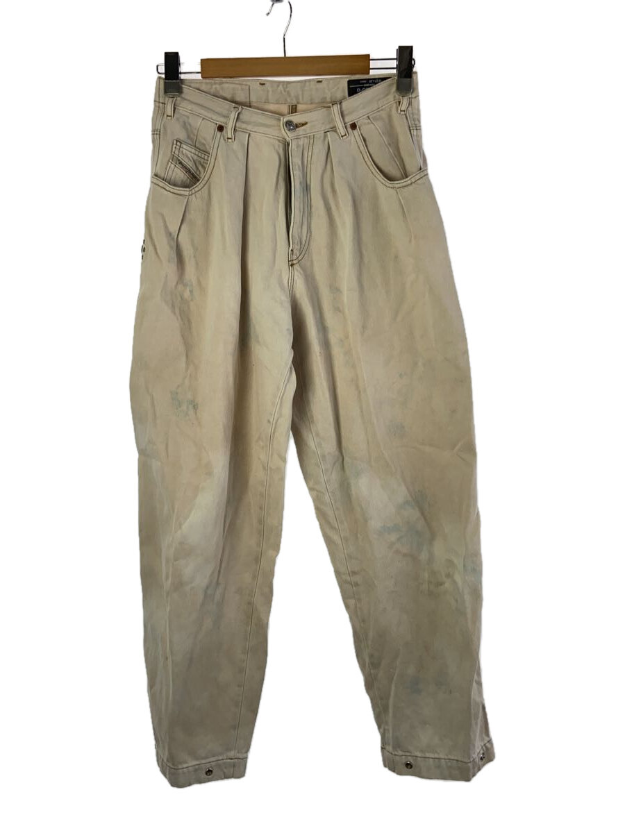 【中古】DIESEL◆used加工ペイントワイドボトム/27/コットン/BEG/d-concias【レディースウェア】