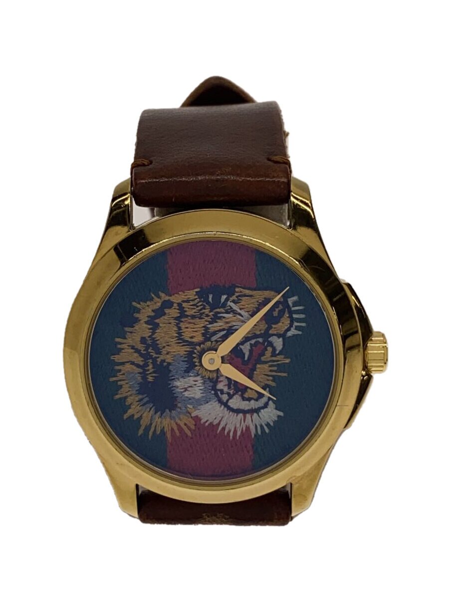 【中古】GUCCI◆クォーツ腕時計/アナログ/レザー/BRW/SS/126.4【服飾雑貨他】