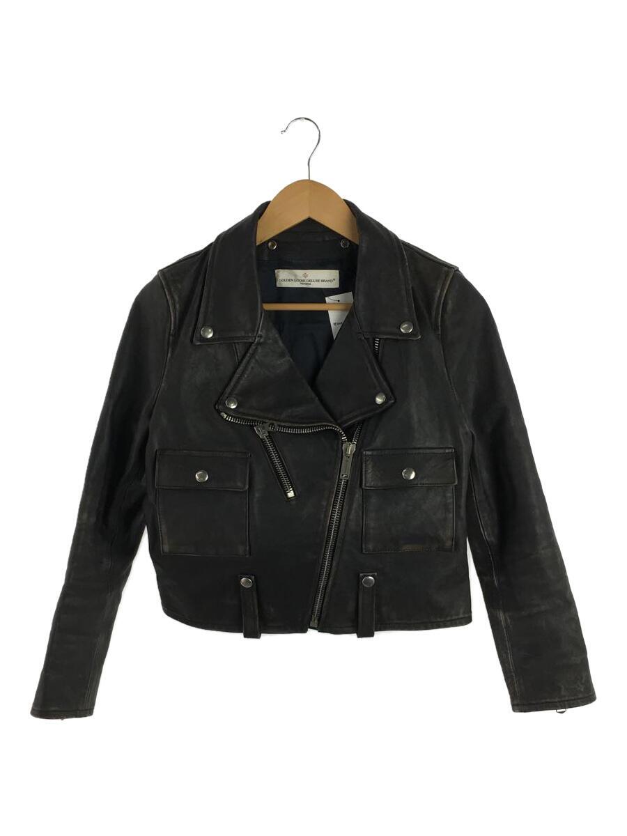 【中古】GOLDEN GOOSE◆ダブルライダースジャケット/XS/牛革/BLK/44-08-51-08002【レディースウェア】