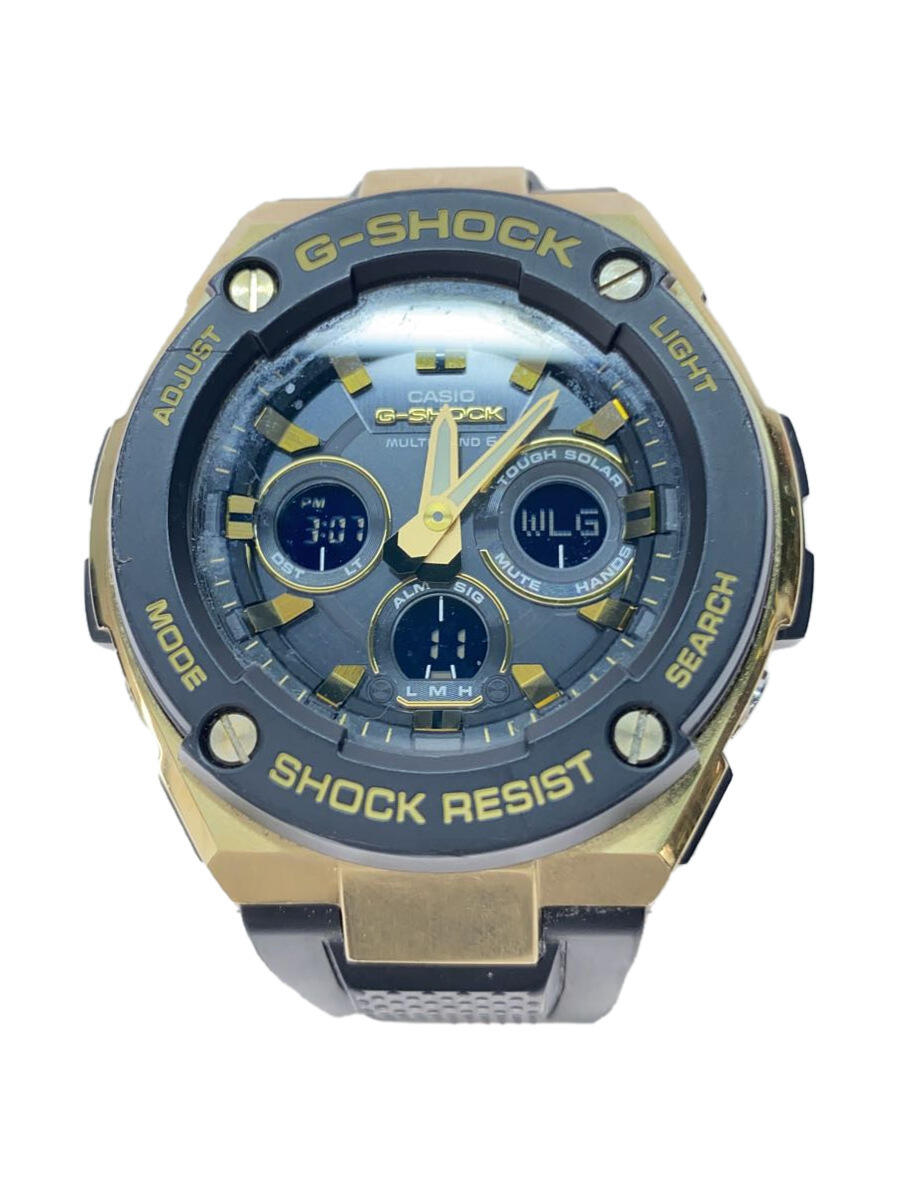 【中古】CASIO◆ソーラー腕時計・G-SHOCK/デジアナ/ラバー/BLK/BLK/SS【服飾雑貨他】