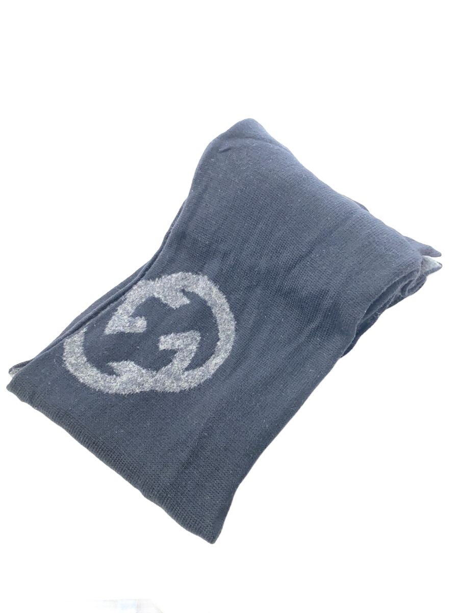 【中古】GUCCI◆マフラー/ウール/BLK/レディース【服飾雑貨他】