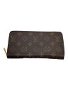 【中古】LOUIS VUITTON◆2)ジッピー・ウォレット_モノグラム・キャンバス_BRW_フューシャ/PVC/BRW/レディース【服飾雑貨他】