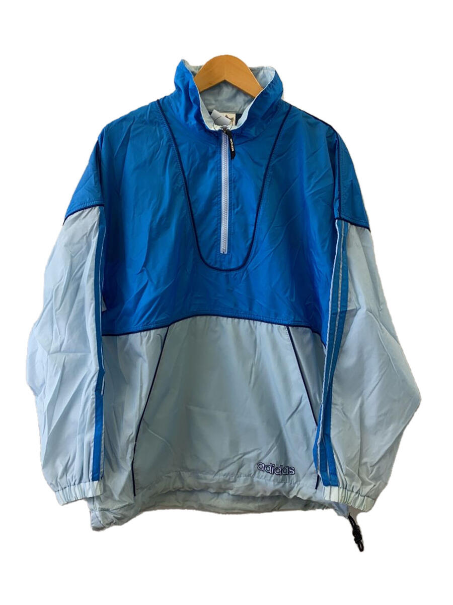 【中古】adidas◆90s/デサント製/アノラックジャケット/L/ナイロン/ブルー/AA-7012/シミ汚れあり【メンズウェア】