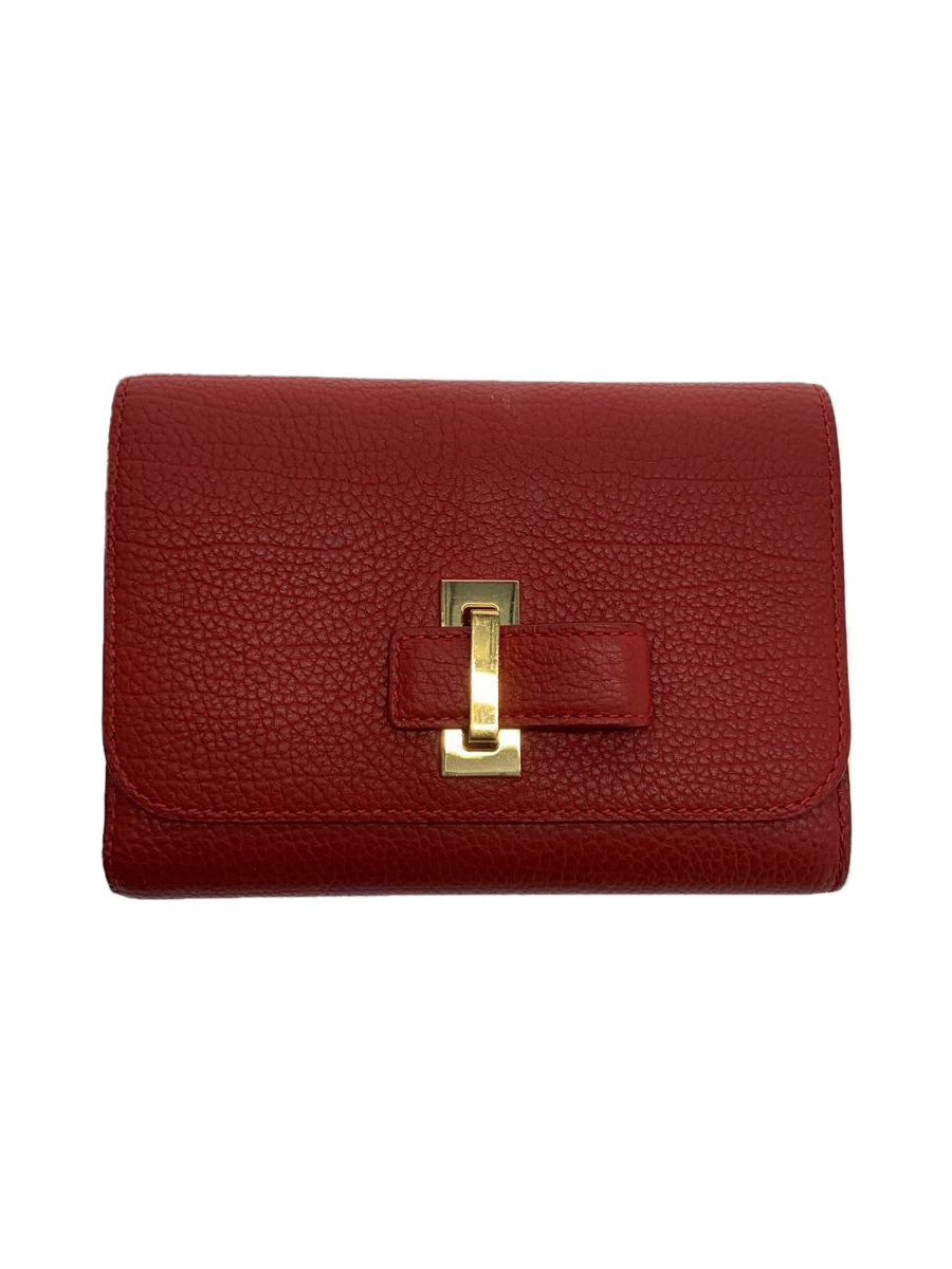 【中古】DELVAUX◆3つ折り財布/--/RED/レディース【服飾雑貨他】