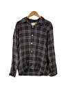 【中古】70s/AMERICAN Casuals/長袖シャツ/L/レーヨン/BRW/チェック【メンズウェア】