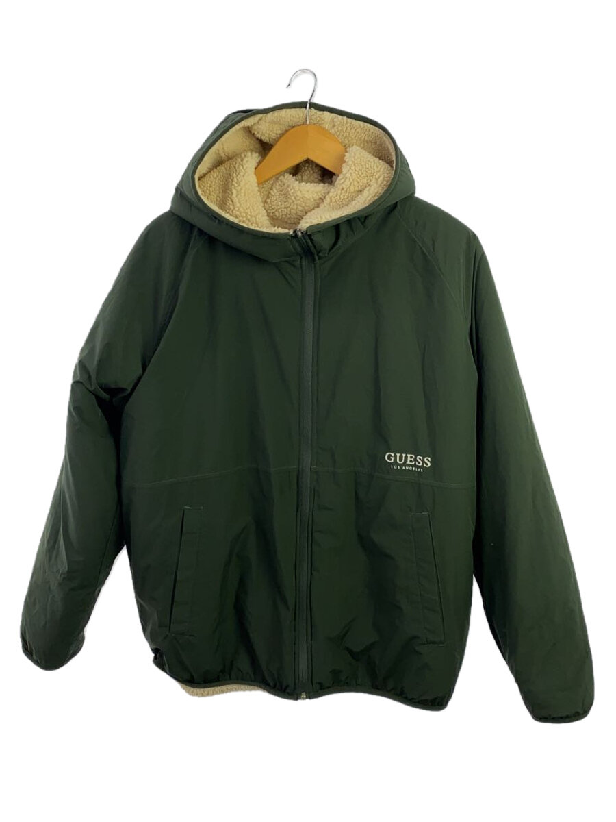 【中古】GUESS◆フリースジャケット/XL/ポリエステル/ベージュ/カーキ/KL3W1852【メンズウェア】