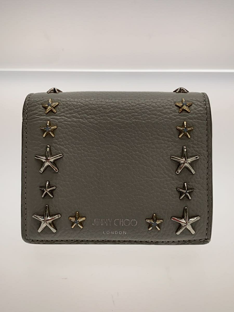 【中古】JIMMY CHOO◆2つ折り財布/レザー/GRY/レディース【服飾雑貨他】
