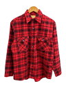 【中古】sears◆シアーズ/長袖シャツ/M/コットン/レッド/チェック【メンズウェア】